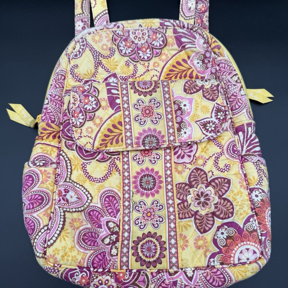 Vera Bradley Floral Yellow Pink Backpack Purse